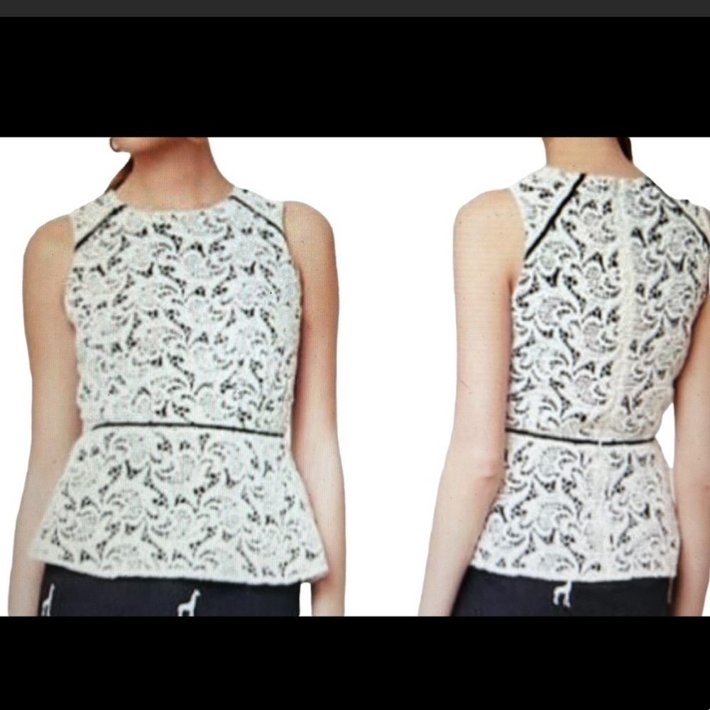 Anthropologie Maeve Scrolling Lace Peplum Top Size 6